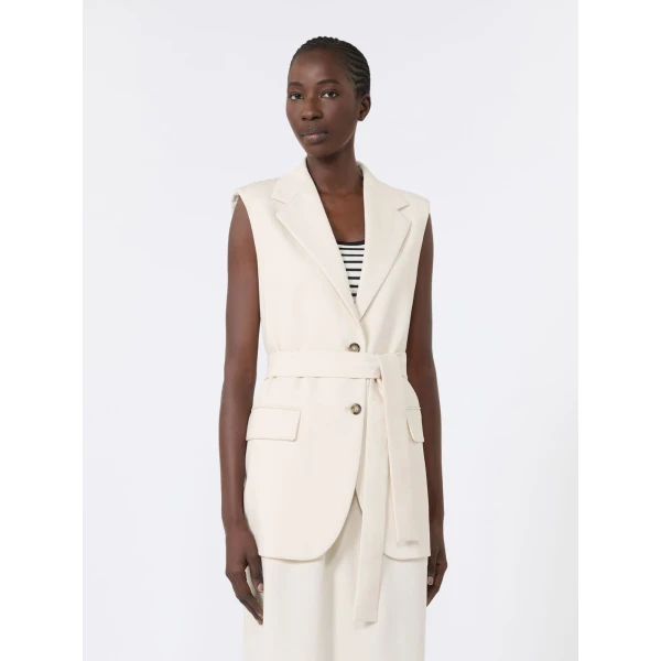 Max Mara Fiore Milano Knit Jersey Gilet in Ivory | Vests | Luxury Shoes 