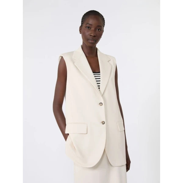 Max Mara Fiore Milano Knit Jersey Gilet in Ivory | Vests | Luxury Shoes 