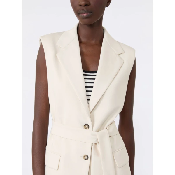 Max Mara Fiore Milano Knit Jersey Gilet in Ivory | Vests | Luxury Shoes 