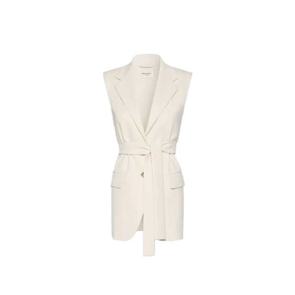 Max Mara Fiore Milano Knit Jersey Gilet in Ivory | Vests | Luxury Shoes 