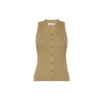Max Mara Fiorire Cotton and Viscose Gilet in Khaki | Sweaters | Luxury Shoes 