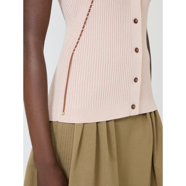 Max Mara Fiorire Cotton and Viscose Gilet in Pink | Sweaters | Luxury Shoes 