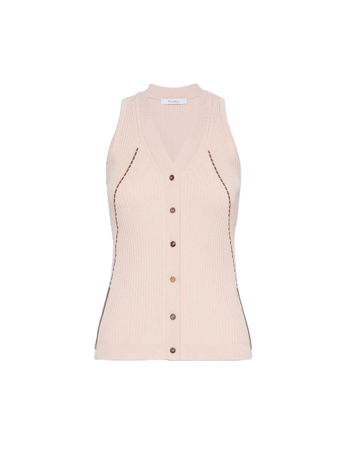 Max Mara Fiorire Cotton and Viscose Gilet in Pink Max Mara Fiorire Cotton and Viscose Gilet in Pink | Sweaters | Luxury Shoes