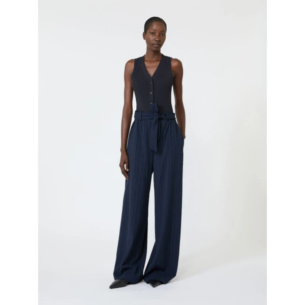 Max Mara Fiorire Cotton and Viscose Gilet in Ultramarine | Sweaters | Luxury Shoes 