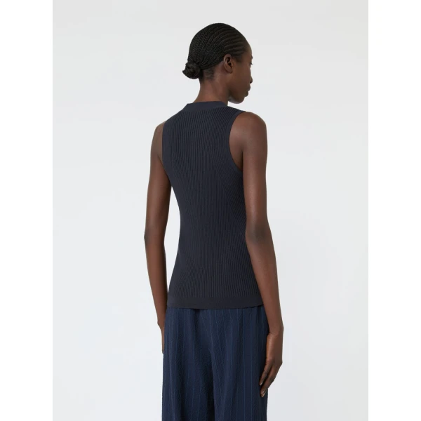 Max Mara Fiorire Cotton and Viscose Gilet in Ultramarine | Sweaters | Luxury Shoes 