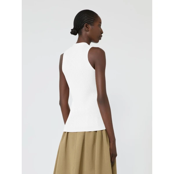 Max Mara Fiorire Cotton and Viscose Gilet in White | Sweaters | Luxury Shoes 