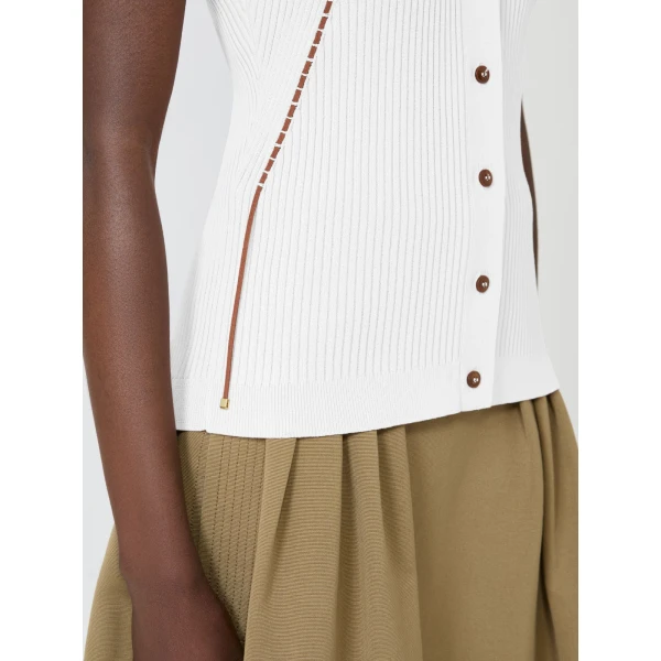 Max Mara Fiorire Cotton and Viscose Gilet in White | Sweaters | Luxury Shoes 