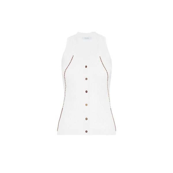 Fiorire Cotton and Viscose Gilet in White