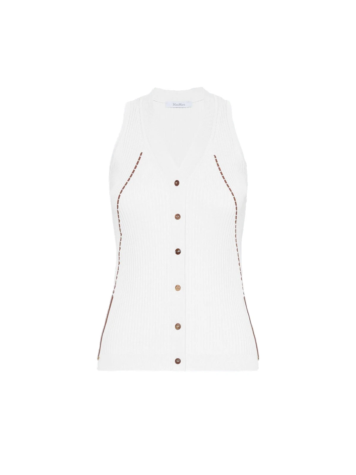 Max Mara Fiorire Cotton and Viscose Gilet in White Max Mara Fiorire Cotton and Viscose Gilet in White | Sweaters | Luxury Shoes