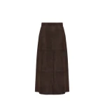 Max Mara Fiorire Flared Suede Skirt in Brown | Leather Skirts | Luxury Shoes 