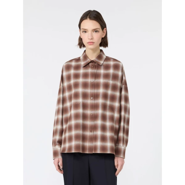 Max Mara Fiorito Check Cotton Flannel Shirt in Brown | Shirts | Luxury Shoes 