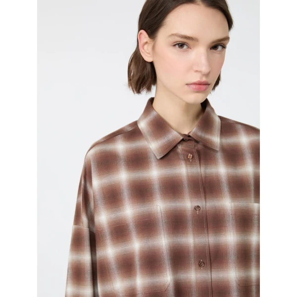 Max Mara Fiorito Check Cotton Flannel Shirt in Brown | Shirts | Luxury Shoes 