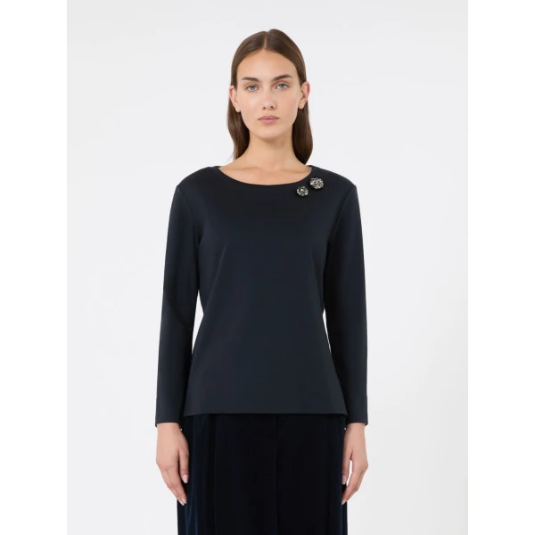 Max Mara Fiorito Cotton Jersey T-Shirt in Ultramarine | T-shirts | Luxury Shoes 