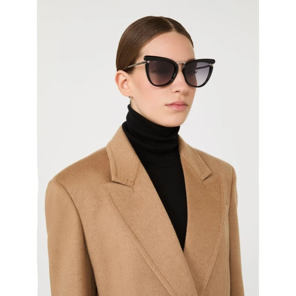 Max Mara Fischio Acetate Butterfly Glasses in Black | Sunglasses | Luxury Shoes 