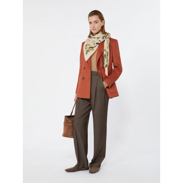 Max Mara Flash Double-Breasted Silk and Cashmere Blazer in Brick Red | Blazers | Luxury Shoes 
