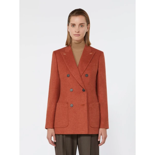 Max Mara Flash Double-Breasted Silk and Cashmere Blazer in Brick Red | Blazers | Luxury Shoes 