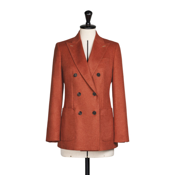 Max Mara Flash Double-Breasted Silk and Cashmere Blazer in Brick Red | Blazers | Luxury Shoes 