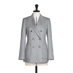 Max Mara Flash Double-Breasted Silk and Cashmere Blazer in Light Grey | Blazers | Luxury Shoes 