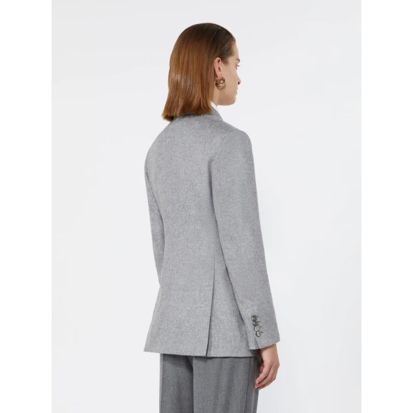 Max Mara Flash Double-Breasted Silk and Cashmere Blazer in Light Grey | Blazers | Luxury Shoes 