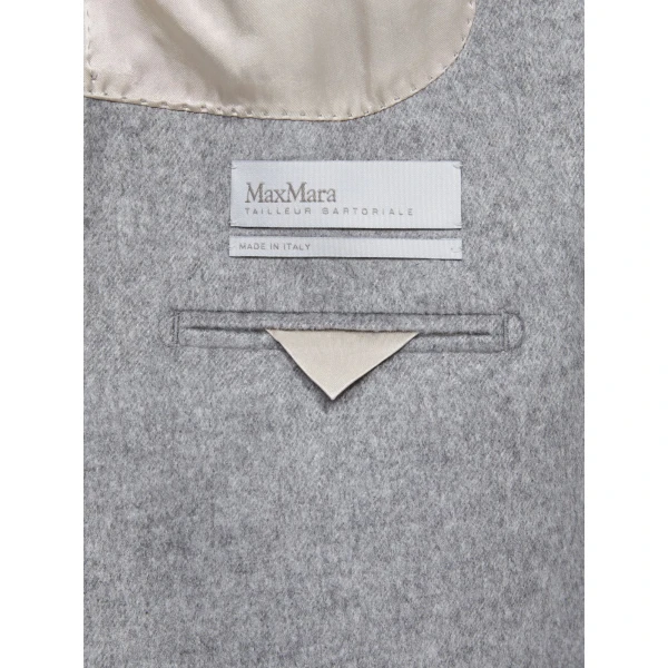 Max Mara Flash Double-Breasted Silk and Cashmere Blazer in Light Grey | Blazers | Luxury Shoes 