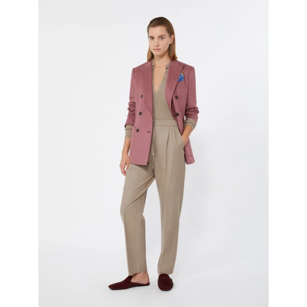 Max Mara Flash Double-Breasted Silk and Cashmere Blazer in Pink | Blazers | Luxury Shoes 