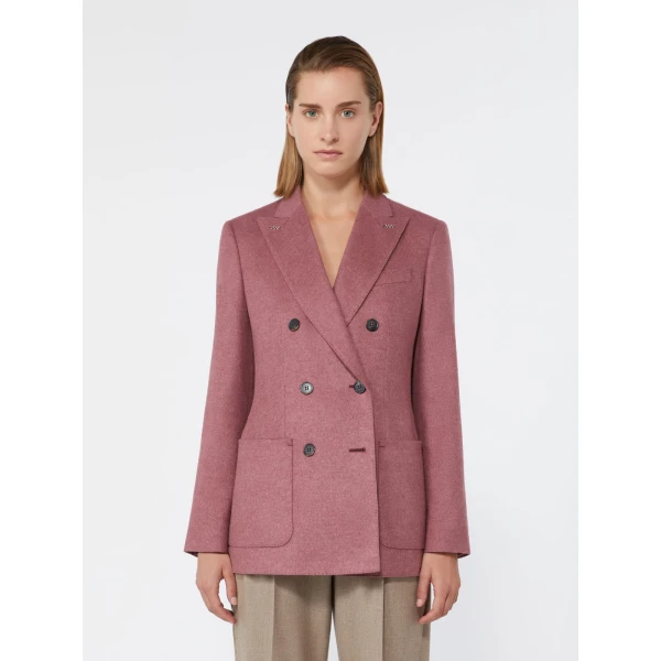 Max Mara Flash Double-Breasted Silk and Cashmere Blazer in Pink | Blazers | Luxury Shoes 