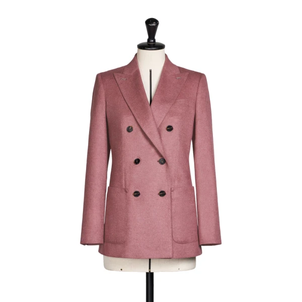 Max Mara Flash Double-Breasted Silk and Cashmere Blazer in Pink | Blazers | Luxury Shoes 