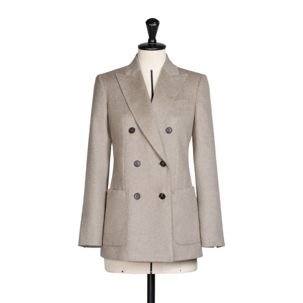 Max Mara Flash Double-Breasted Silk and Cashmere Blazer in Sand | Blazers | Luxury Shoes 