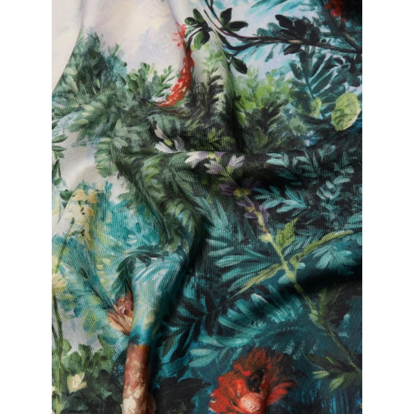 Max Mara Flipper Printed Silk Foulard in Green | Scarves | Luxury Shoes 