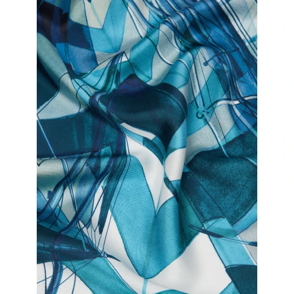 Max Mara Flipper Printed Silk Foulard in Sky Blue | Scarves | Luxury Shoes 