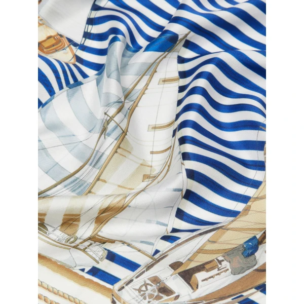 Max Mara Flipper Printed Silk Foulard in Ultramarine | Scarves | Luxury Shoes 