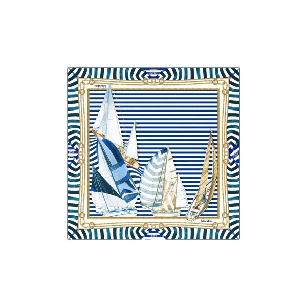 Flipper Printed Silk Foulard in Ultramarine