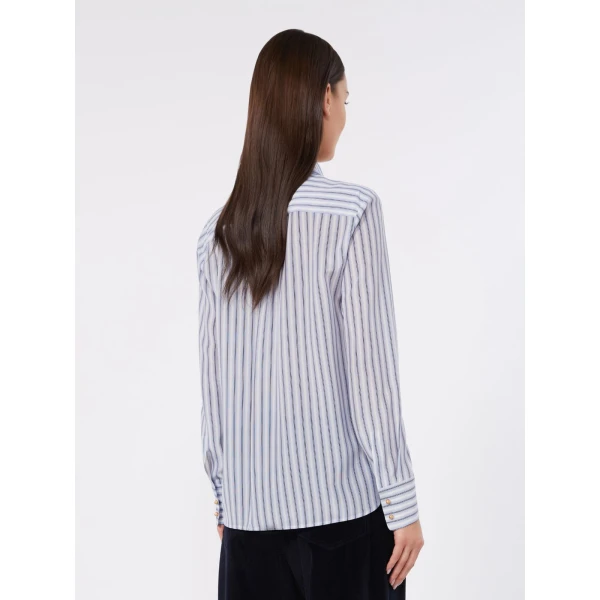 Max Mara Flirt Printed Silk Shirt in Light Blue | Shirts | Luxury Shoes 