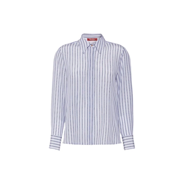 Flirt Printed Silk Shirt in Light Blue