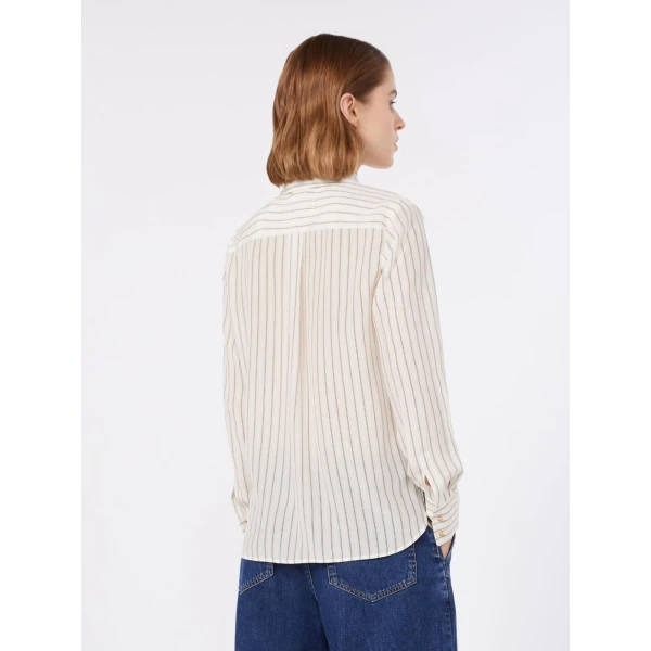 Max Mara Flirt Printed Silk Shirt in Natural | Shirts | Luxury Shoes 