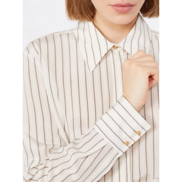 Max Mara Flirt Printed Silk Shirt in Natural | Shirts | Luxury Shoes 