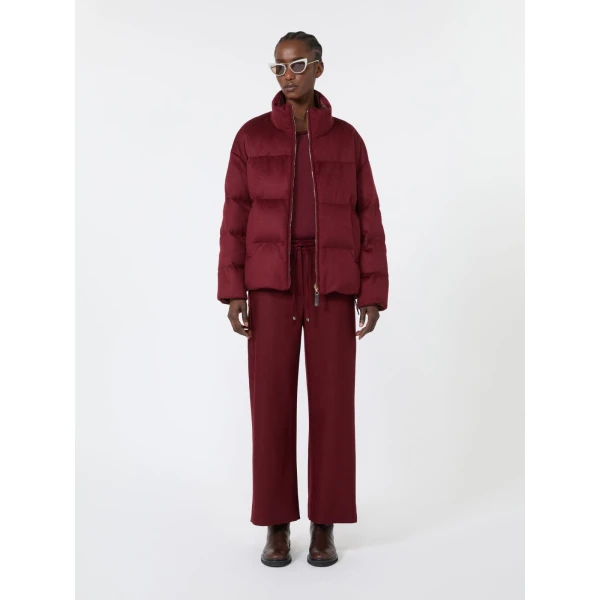 Max Mara Floria Stretch Wool Joggers in Bordeaux | Sweatpants | Luxury Shoes 