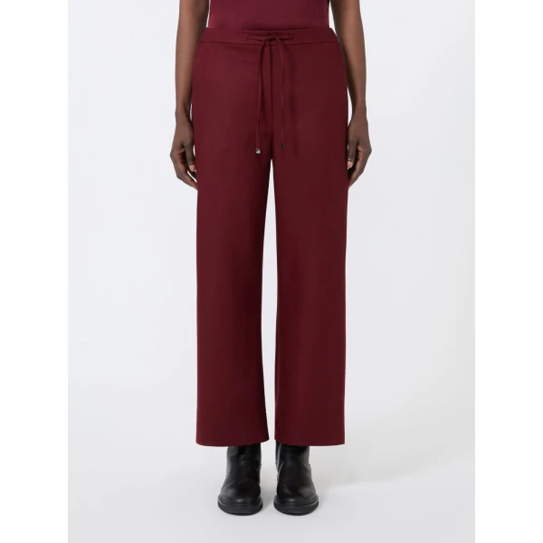 Max Mara Floria Stretch Wool Joggers in Bordeaux | Sweatpants | Luxury Shoes 