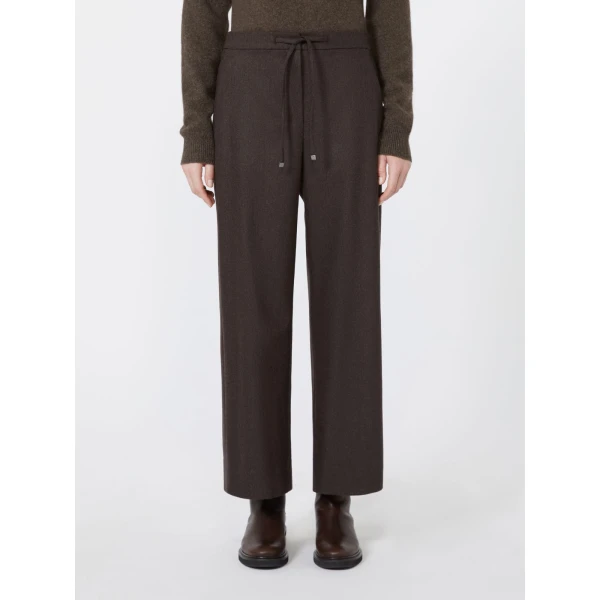 Max Mara Floria Stretch Wool Joggers in Brown | Sweatpants | Luxury Shoes 