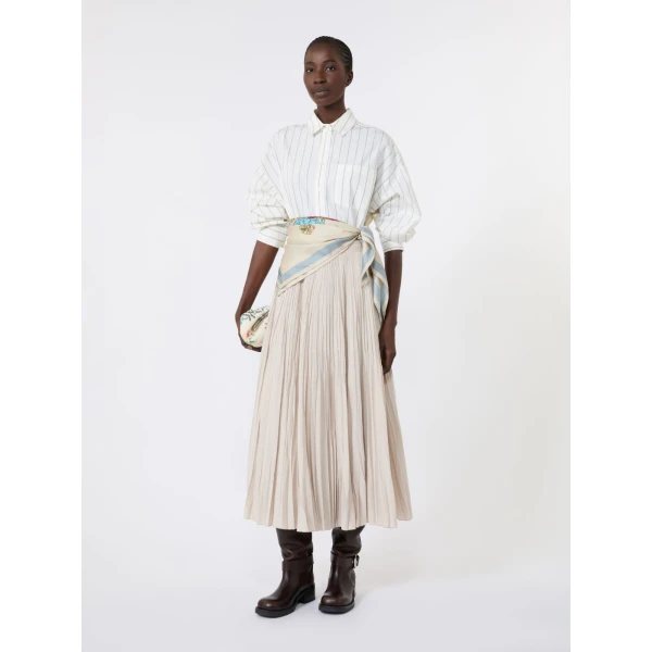 Max Mara Foggia Plisse Pleated Skirt in Ivory | Pleated Skirts | Luxury Shoes 