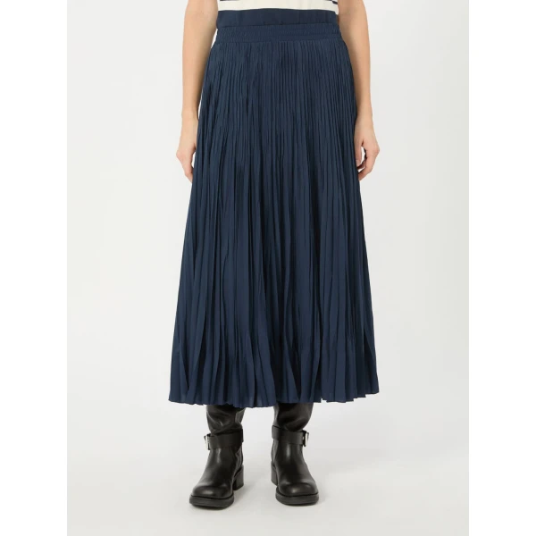 Max Mara Foggia Plisse Pleated Skirt in Navy | Pleated Skirts | Luxury Shoes 