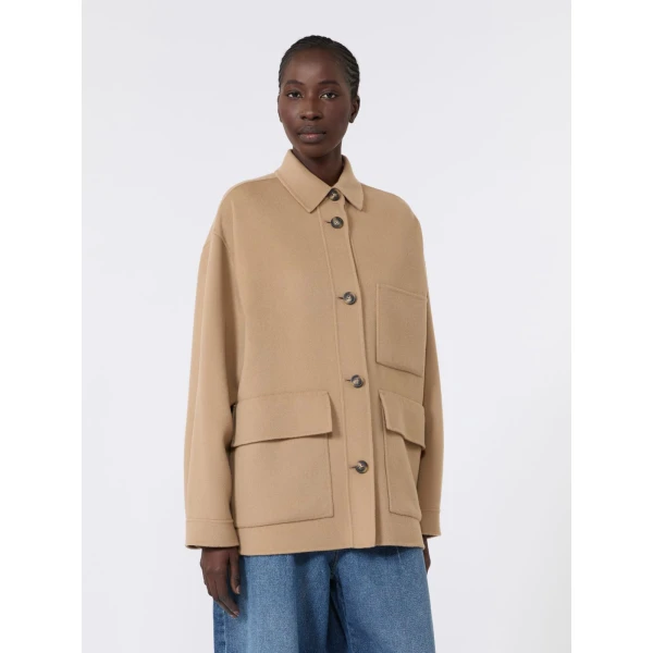 Max Mara Folk Double Wool Shirt Jacket in Camel | Jackets | Luxury Shoes 