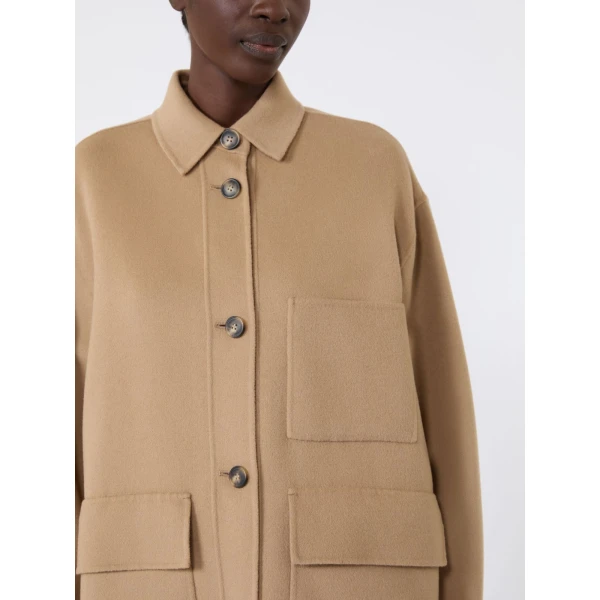 Max Mara Folk Double Wool Shirt Jacket in Camel | Jackets | Luxury Shoes 