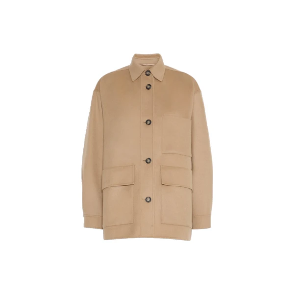 Max Mara Folk Double Wool Shirt Jacket in Camel | Jackets | Luxury Shoes 