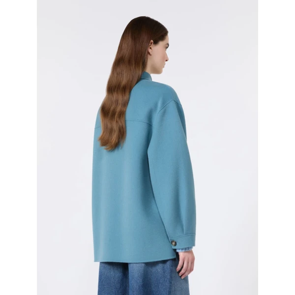 Max Mara Folk Double Wool Shirt Jacket in Light Blue | Jackets | Luxury Shoes 