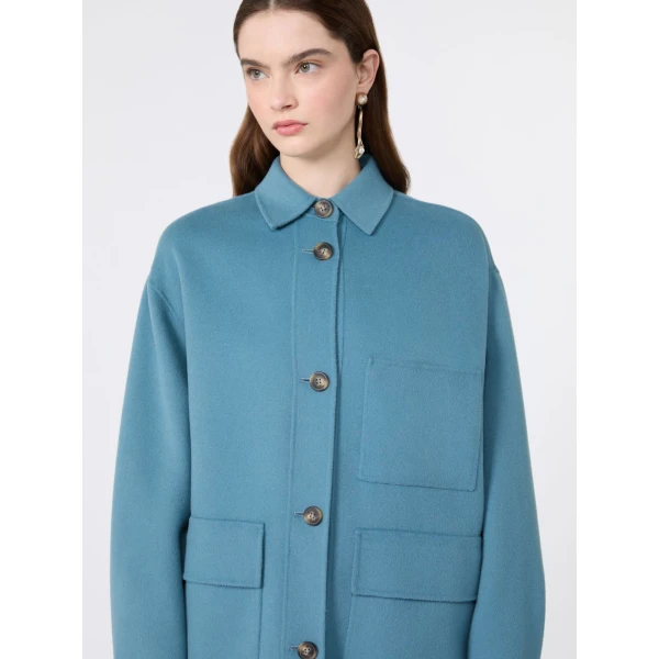 Max Mara Folk Double Wool Shirt Jacket in Light Blue | Jackets | Luxury Shoes 