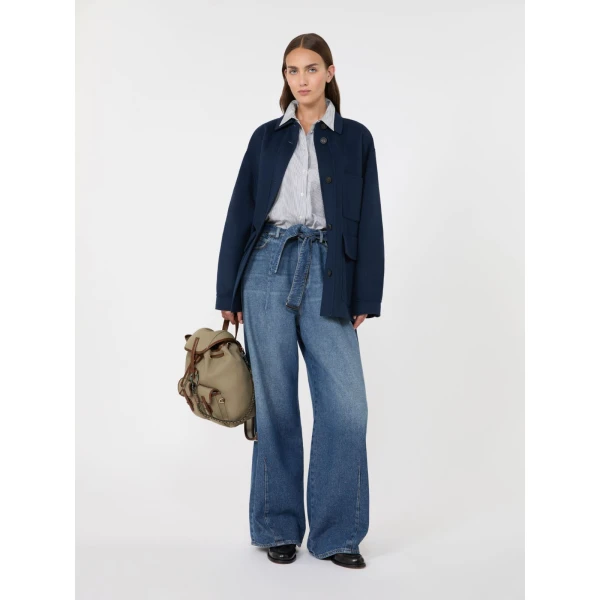 Max Mara Folk Double Wool Shirt Jacket in Ultramarine | Jackets | Luxury Shoes 