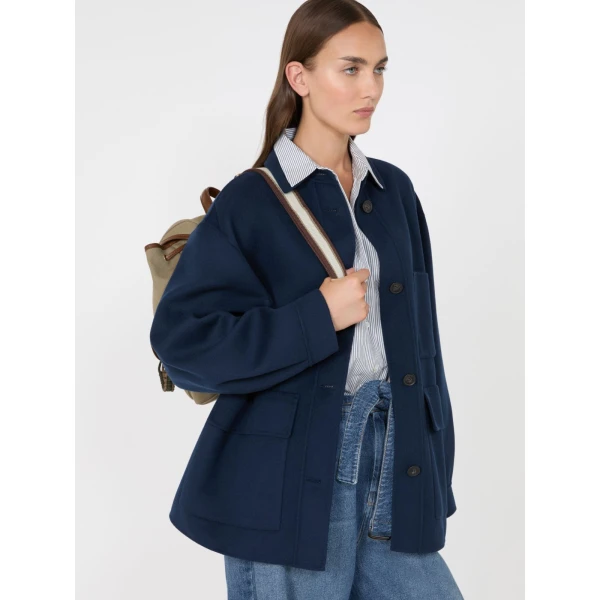 Max Mara Folk Double Wool Shirt Jacket in Ultramarine | Jackets | Luxury Shoes 