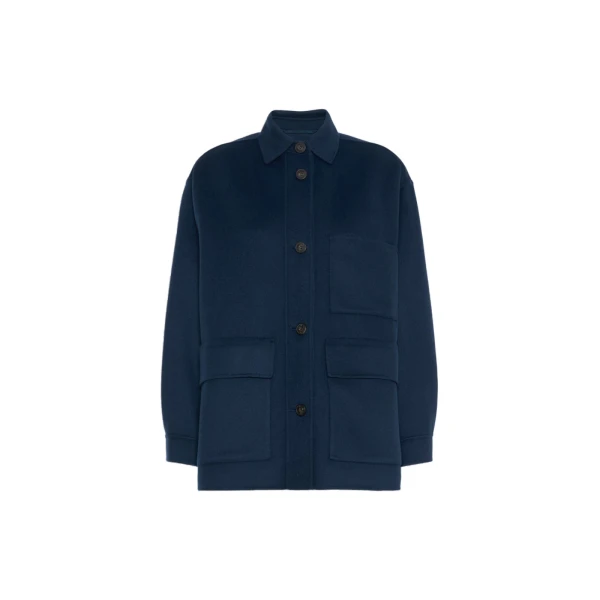 Max Mara Folk Double Wool Shirt Jacket in Ultramarine | Jackets | Luxury Shoes 
