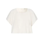 Max Mara Forte Cropped Cotton Blouse in Ecru | Blouse | Luxury Shoes 